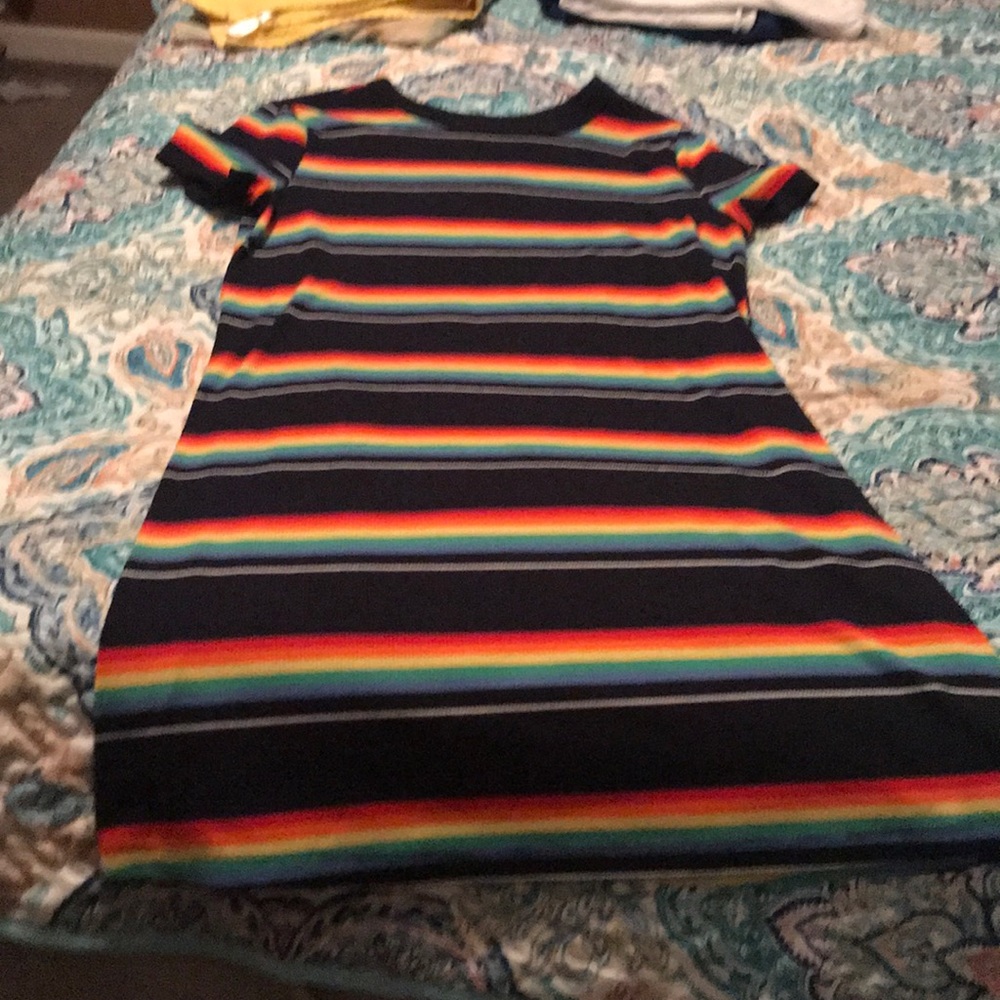 Striped ribbed T-shirt dress